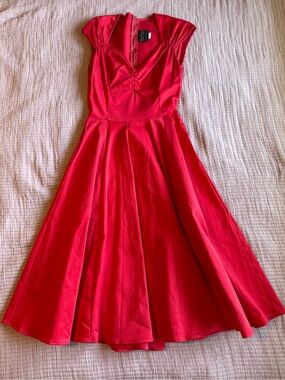Pinup Couture Vibrant Red Vintage-Style Midi Dress